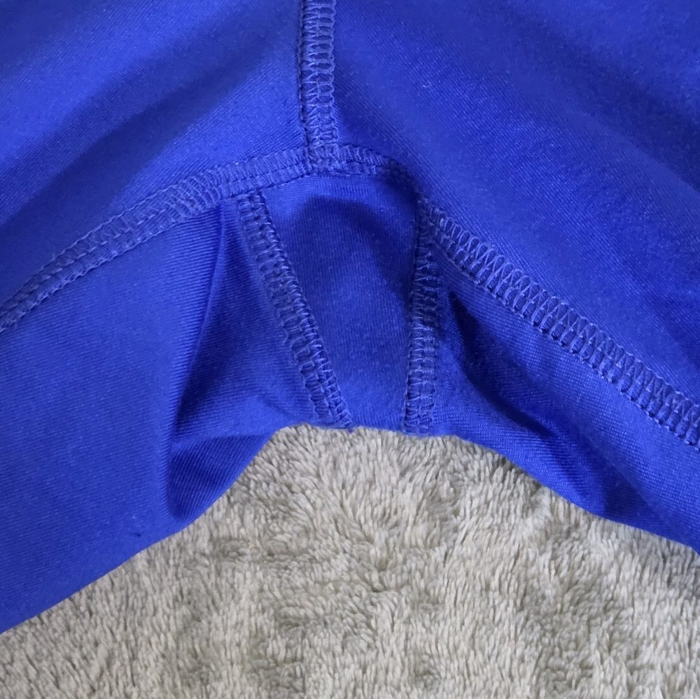 Xersion Women's Mesh Lattice Side Cutout Active Capri Leggings Blue/Black Size L - Picture 6 of 9